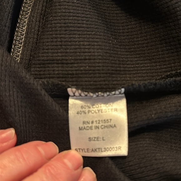 Fried Denim Waffle Knit 1/4 ZipLong Sleeve Pop Over Top Size Large - Picture 9 of 10